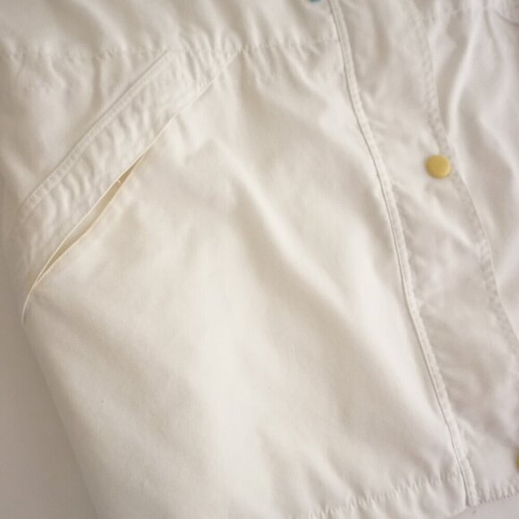 Vintage Sequence White w Teal Trim Cotton Zip Up Nylon Lined Utility Jacket XL - Picture 9 of 11